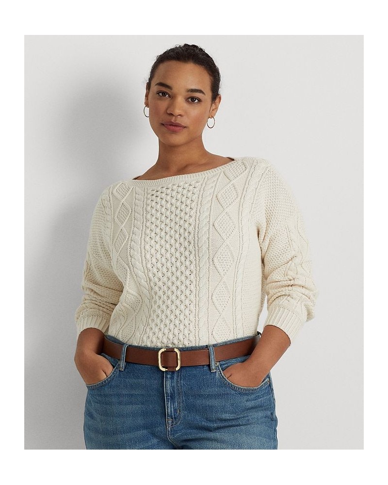 Plus Size Boatneck Sweater Ivory/Cream $54.25 Sweaters