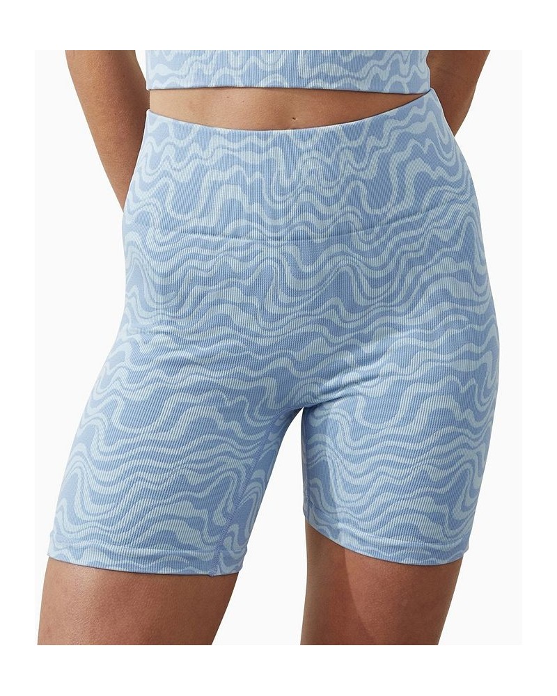 Women's Seamless Rib Bike Shorts Blue $19.35 Shorts