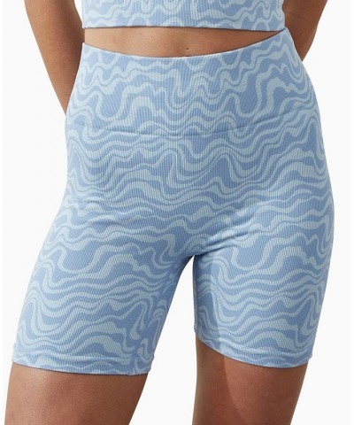 Women's Seamless Rib Bike Shorts Blue $19.35 Shorts