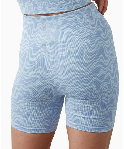 Women's Seamless Rib Bike Shorts Blue $19.35 Shorts