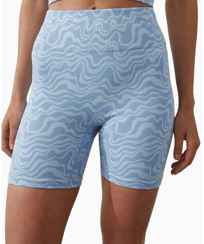 Women's Seamless Rib Bike Shorts Blue $19.35 Shorts