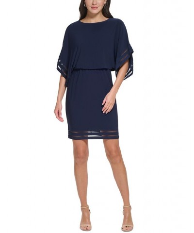 Women's Boat-Neck Elbow-Sleeve Dress Navy $41.42 Dresses