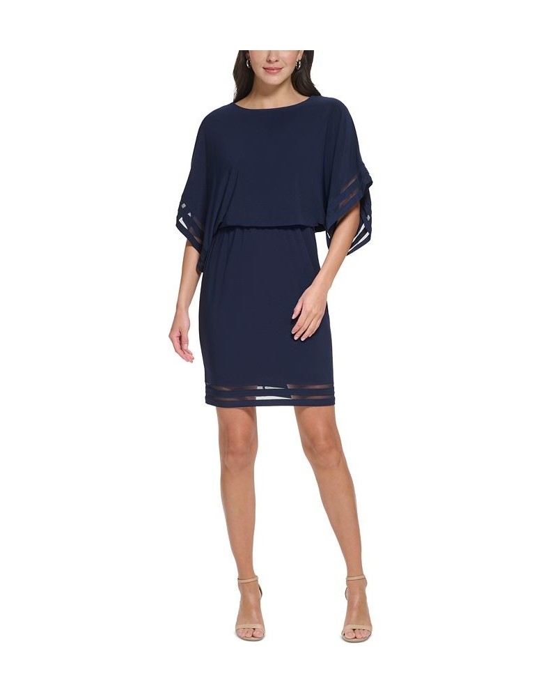 Women's Boat-Neck Elbow-Sleeve Dress Navy $41.42 Dresses