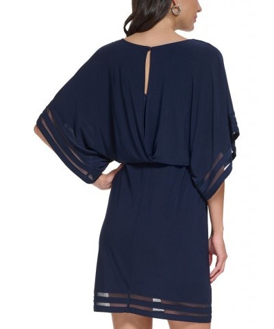 Women's Boat-Neck Elbow-Sleeve Dress Navy $41.42 Dresses