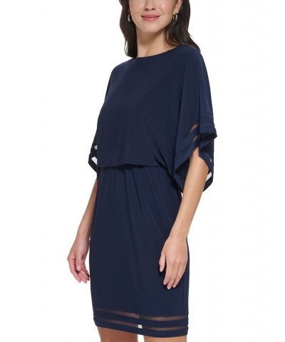 Women's Boat-Neck Elbow-Sleeve Dress Navy $41.42 Dresses