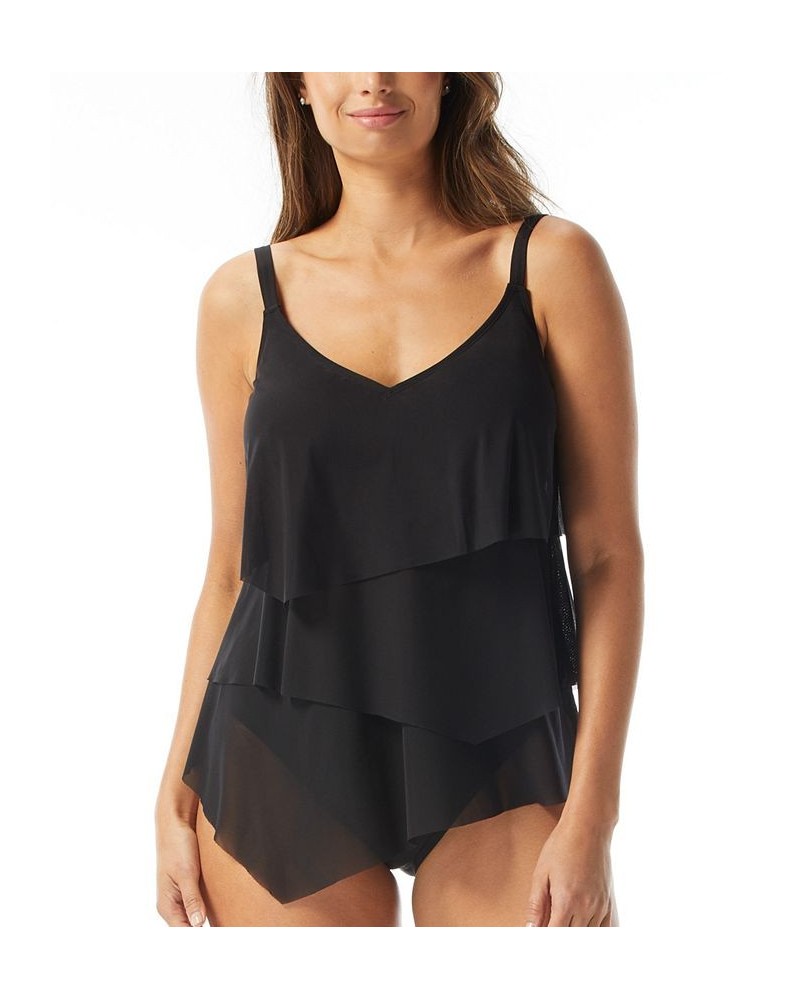 Women's Flourish Underwire Bra-Sized Tankini Top Black $39.96 Swimsuits