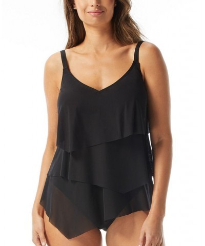 Women's Flourish Underwire Bra-Sized Tankini Top Black $39.96 Swimsuits