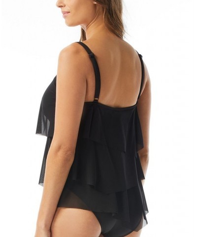 Women's Flourish Underwire Bra-Sized Tankini Top Black $39.96 Swimsuits