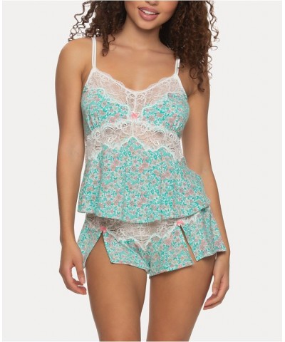 Women's Myrna Modal and Lace 2pc Lingerie Pajama Set Blue $26.52 Sleepwear