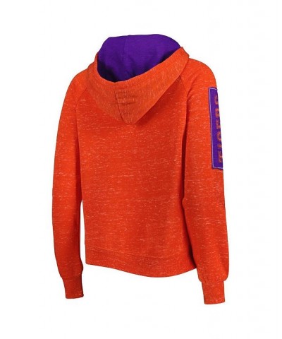 Women's Orange Clemson Tigers The Devil Speckle Lace-Placket Raglan Pullover Hoodie Orange $35.09 Sweatshirts