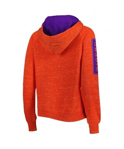 Women's Orange Clemson Tigers The Devil Speckle Lace-Placket Raglan Pullover Hoodie Orange $35.09 Sweatshirts