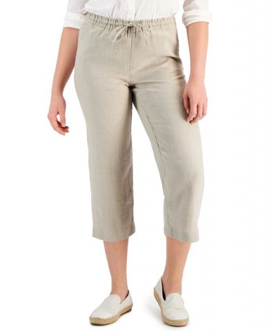 Women's Linen Capri Tie-Waist Pants Flax $22.82 Pants