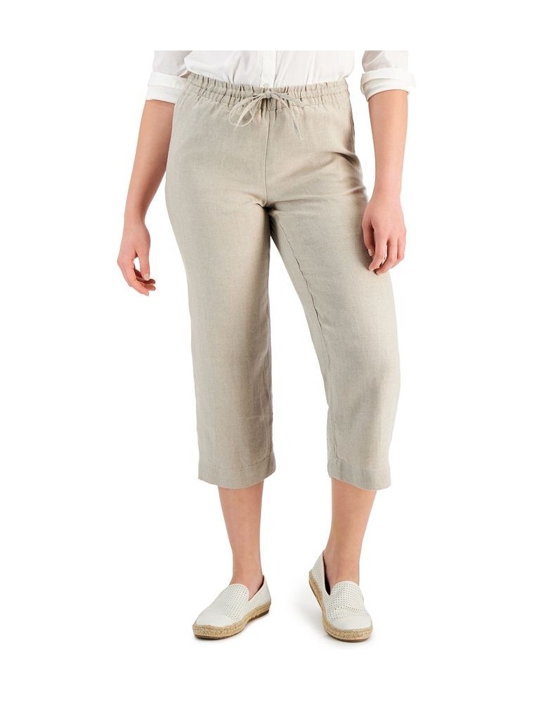 Women's Linen Capri Tie-Waist Pants Flax $22.82 Pants