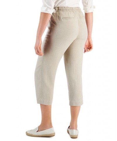 Women's Linen Capri Tie-Waist Pants Flax $22.82 Pants