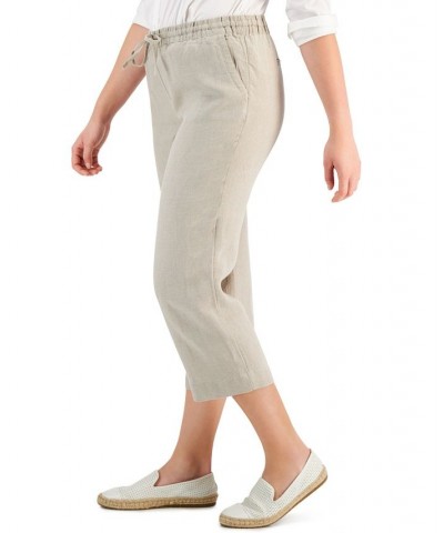 Women's Linen Capri Tie-Waist Pants Flax $22.82 Pants