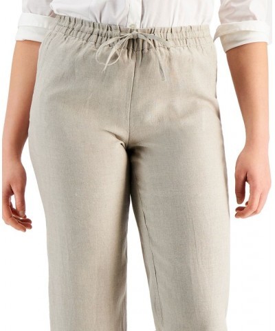 Women's Linen Capri Tie-Waist Pants Flax $22.82 Pants