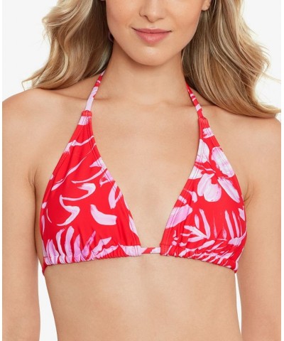 Juniors' Printed Front-Tab Midkini Top Water Colors Multi $19.94 Swimsuits