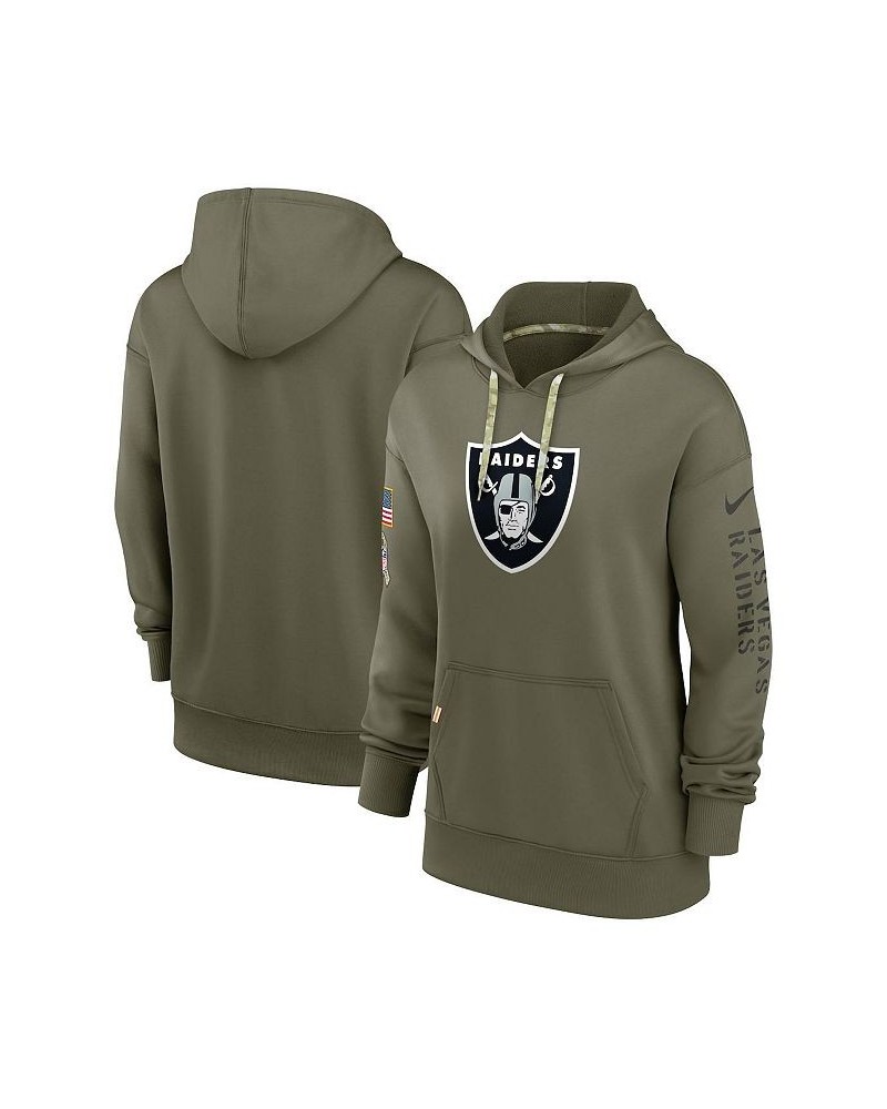 Women's Olive Las Vegas Raiders 2022 Salute To Service Performance Pullover Hoodie Olive $38.50 Sweatshirts