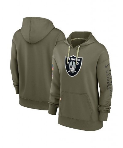 Women's Olive Las Vegas Raiders 2022 Salute To Service Performance Pullover Hoodie Olive $38.50 Sweatshirts