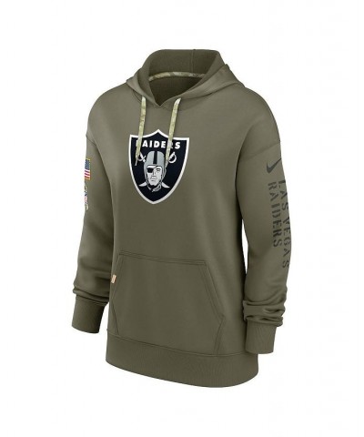 Women's Olive Las Vegas Raiders 2022 Salute To Service Performance Pullover Hoodie Olive $38.50 Sweatshirts