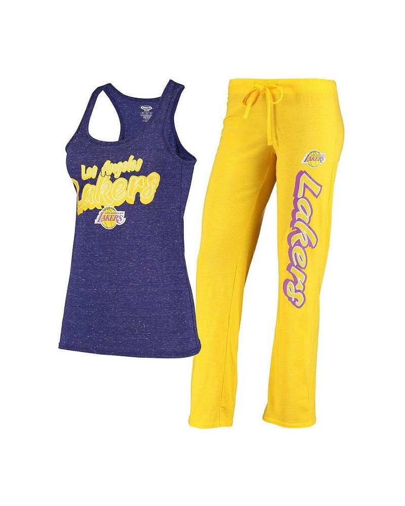 Women's Gold Purple Los Angeles Lakers Racerback Tank Top and Pants Sleep Set Gold-Tone, Purple $33.60 Pajama