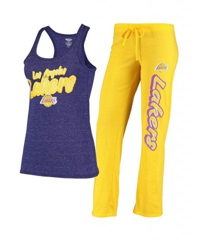 Women's Gold Purple Los Angeles Lakers Racerback Tank Top and Pants Sleep Set Gold-Tone, Purple $33.60 Pajama