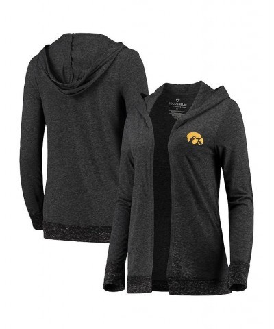 Women's Charcoal Iowa Hawkeyes Steeplechase Open Hooded Tri-Blend Cardigan Gray $26.49 Sweaters