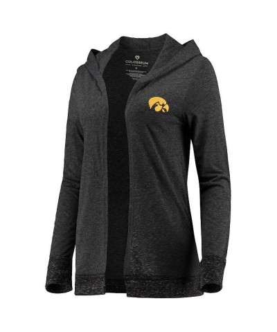 Women's Charcoal Iowa Hawkeyes Steeplechase Open Hooded Tri-Blend Cardigan Gray $26.49 Sweaters