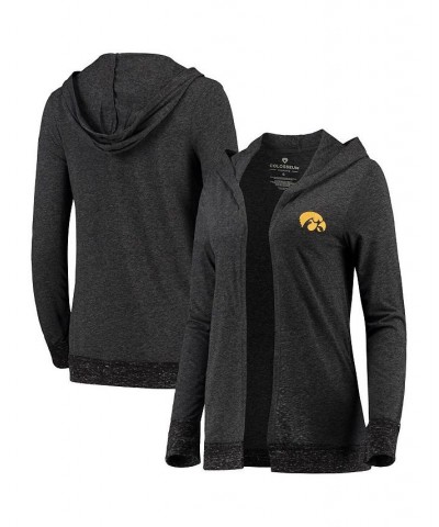 Women's Charcoal Iowa Hawkeyes Steeplechase Open Hooded Tri-Blend Cardigan Gray $26.49 Sweaters