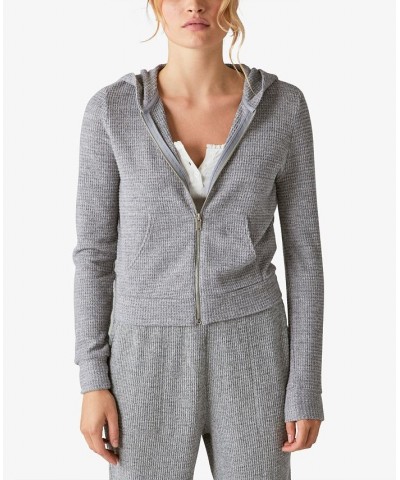 Cloud Jersey Waffle Knit Zip-Up Hoodie Gray $26.37 Sweatshirts