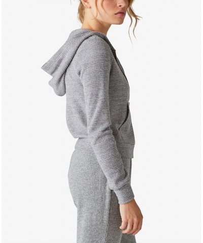 Cloud Jersey Waffle Knit Zip-Up Hoodie Gray $26.37 Sweatshirts