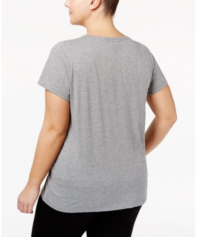 Womens Plus size Sleepwell Solid S/S V-Neck T-Shirt with Temperature Regulating Technology Grey Heather $17.67 Sleepwear