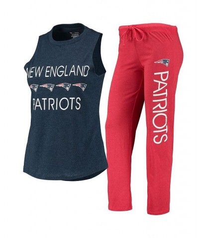 Women's Red Navy New England Patriots Muscle Tank Top and Pants Sleep Set Red, Navy $36.39 Pajama