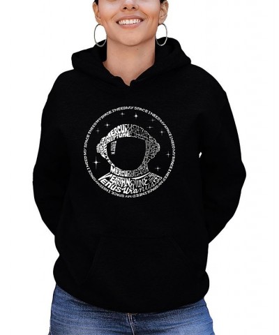 Women's Word Art I Need My Space Astronaut Hooded Sweatshirt Black $34.19 Sweatshirts