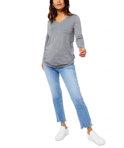 V-Neck Maternity T-Shirt Gray $28.50 Tops