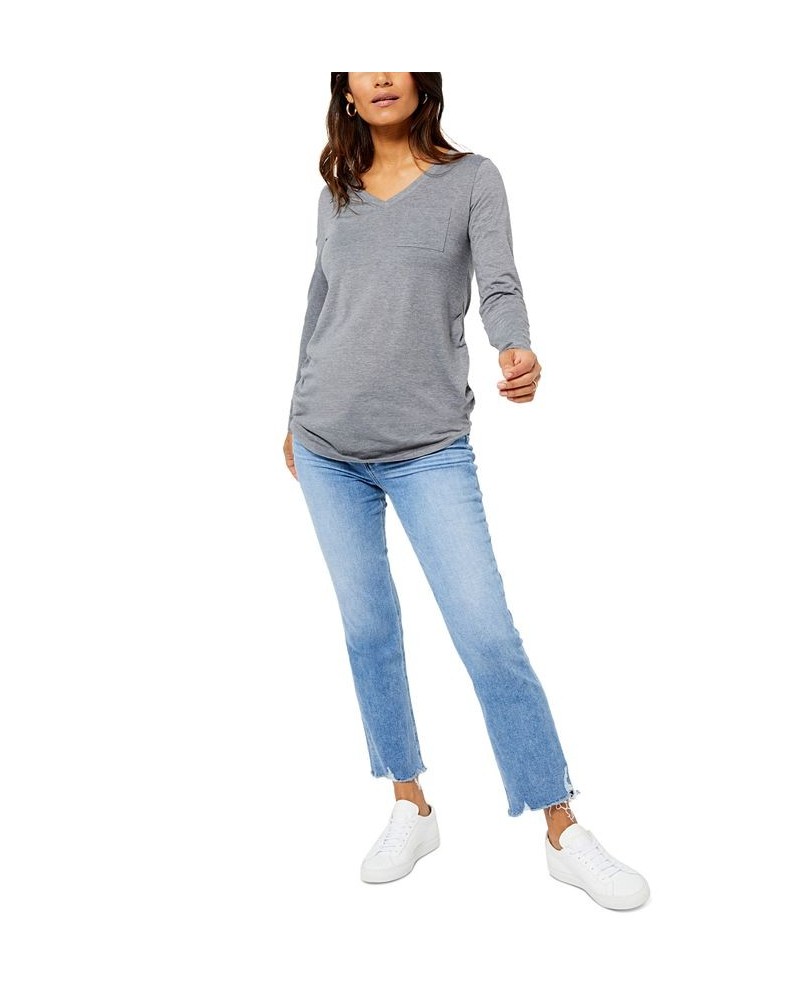 V-Neck Maternity T-Shirt Gray $28.50 Tops