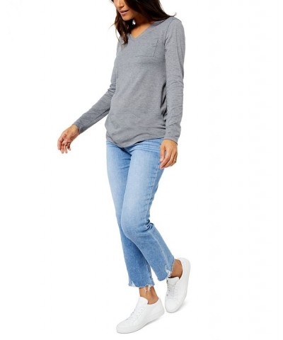 V-Neck Maternity T-Shirt Gray $28.50 Tops