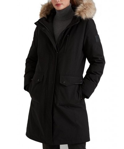 Women's Faux Fur Hooded Parka Coat Black $144.30 Coats