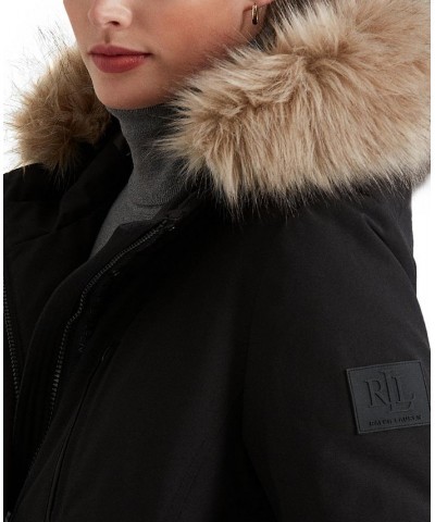 Women's Faux Fur Hooded Parka Coat Black $144.30 Coats