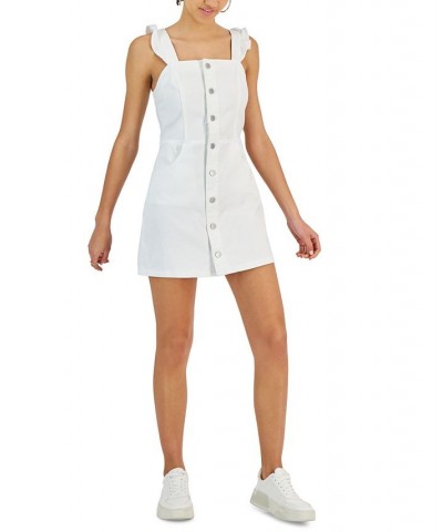 Juniors' Ruffle-Strap Button-Front Mini Dress White $14.08 Dresses