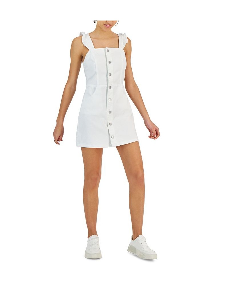 Juniors' Ruffle-Strap Button-Front Mini Dress White $14.08 Dresses