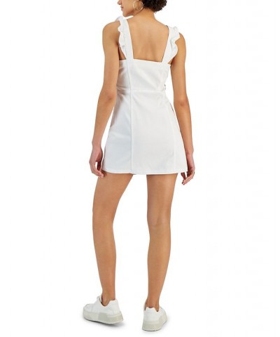 Juniors' Ruffle-Strap Button-Front Mini Dress White $14.08 Dresses