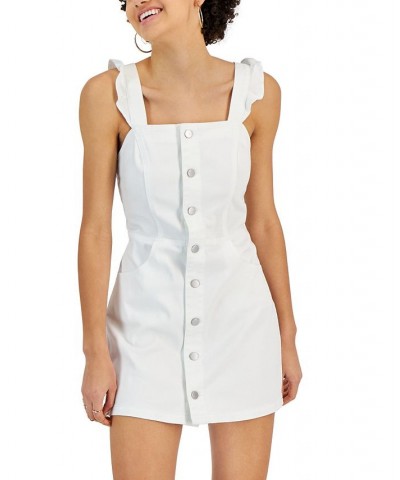 Juniors' Ruffle-Strap Button-Front Mini Dress White $14.08 Dresses