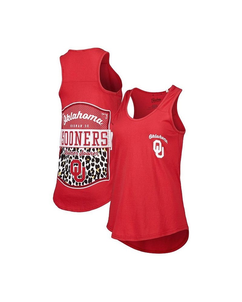 Women's Crimson Oklahoma Sooners Sanders Animal Print Tank Top Crimson $16.80 Tops