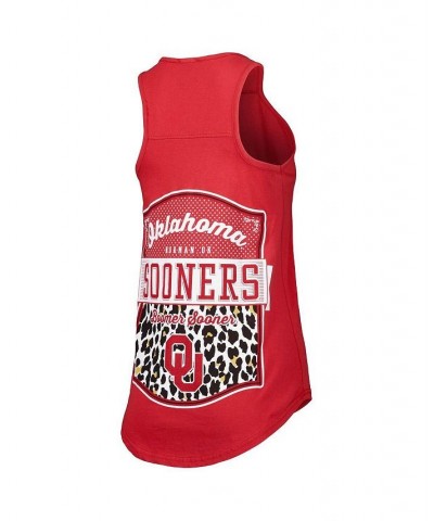 Women's Crimson Oklahoma Sooners Sanders Animal Print Tank Top Crimson $16.80 Tops