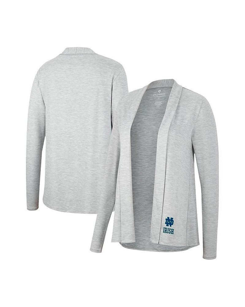 Women's Heathered Gray Notre Dame Fighting Irish Charlton Open Cardigan Heathered Gray $26.40 Sweaters