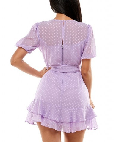 Juniors' Textured Ruffle A-Line Dress Lavendar $27.14 Dresses