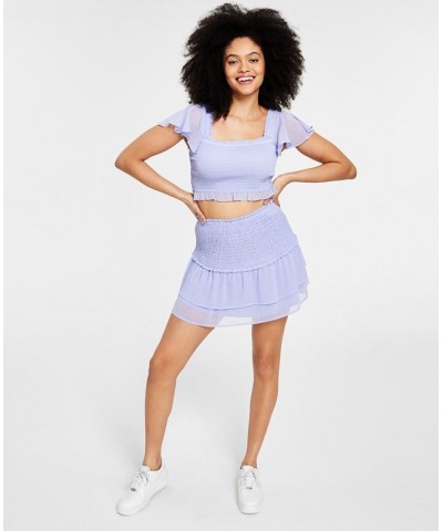 Women's Ruffled Smocked Mini Skirt Wizard Lilac $11.36 Skirts