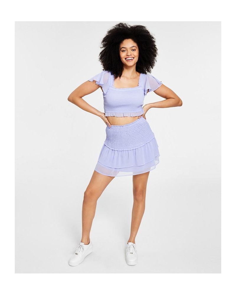 Women's Ruffled Smocked Mini Skirt Wizard Lilac $11.36 Skirts