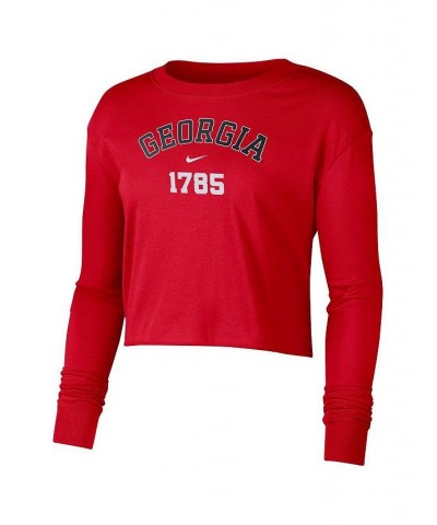 Women's Red Georgia Bulldogs Est. Cropped Long Sleeve T-shirt Red $25.19 Tops